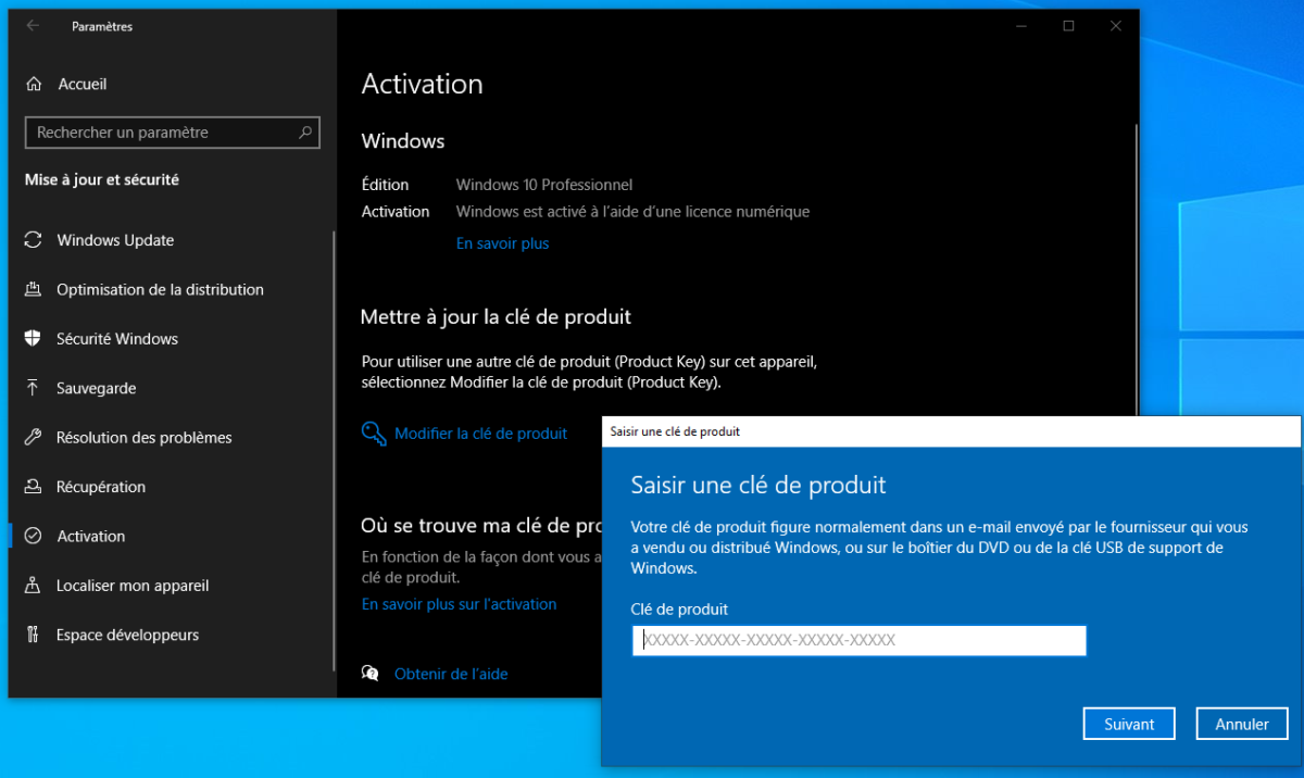 Contourner l'erreur 0xc004f050 Passage de Windows 10 Home à Pro